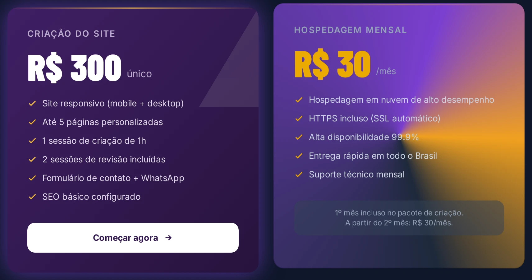 Preços do Quicksite